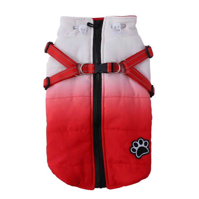 Warm Dog Jacket With Harness and Zipper