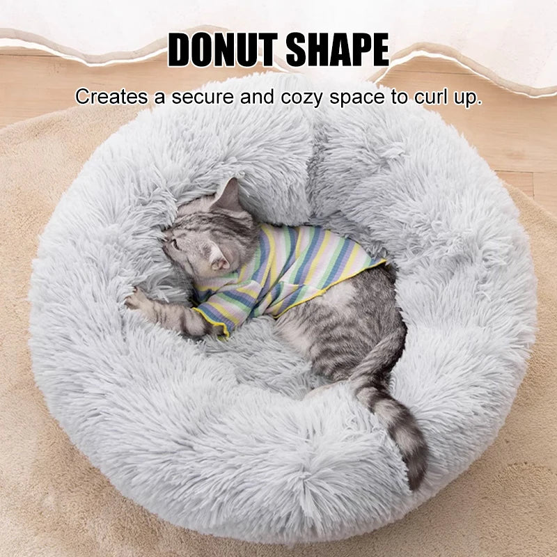Large Fluffy Round Pet Bed, Super Warm Soft and Plush