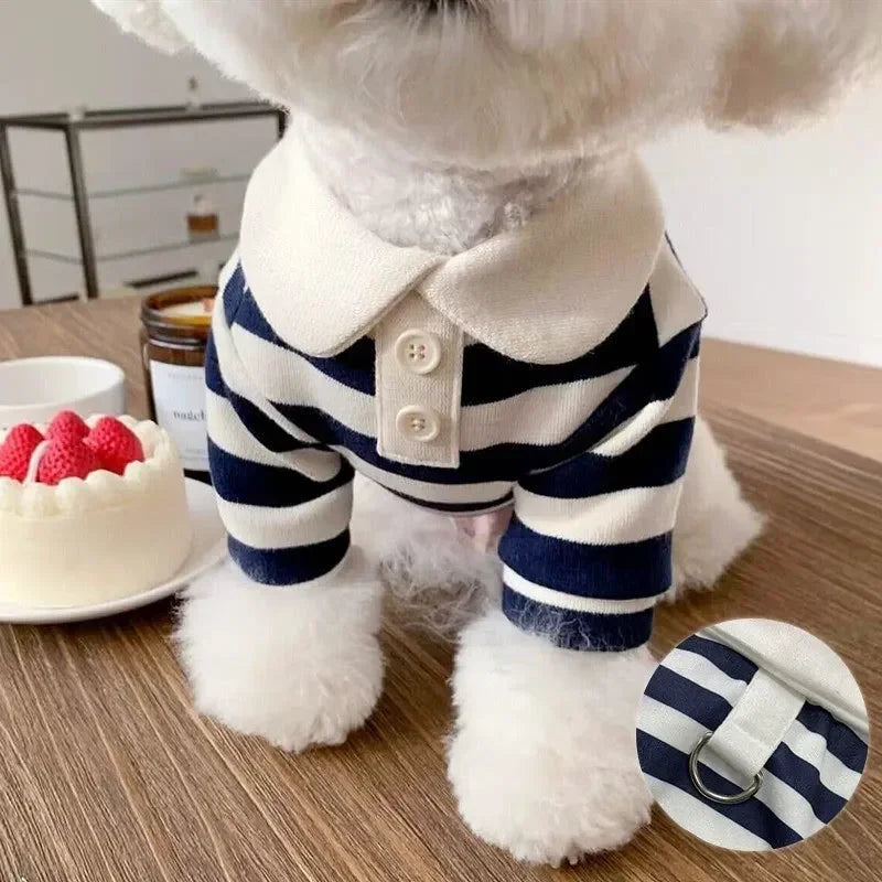 Striped Dog Soft Pullover T-Shirt for All Seasons