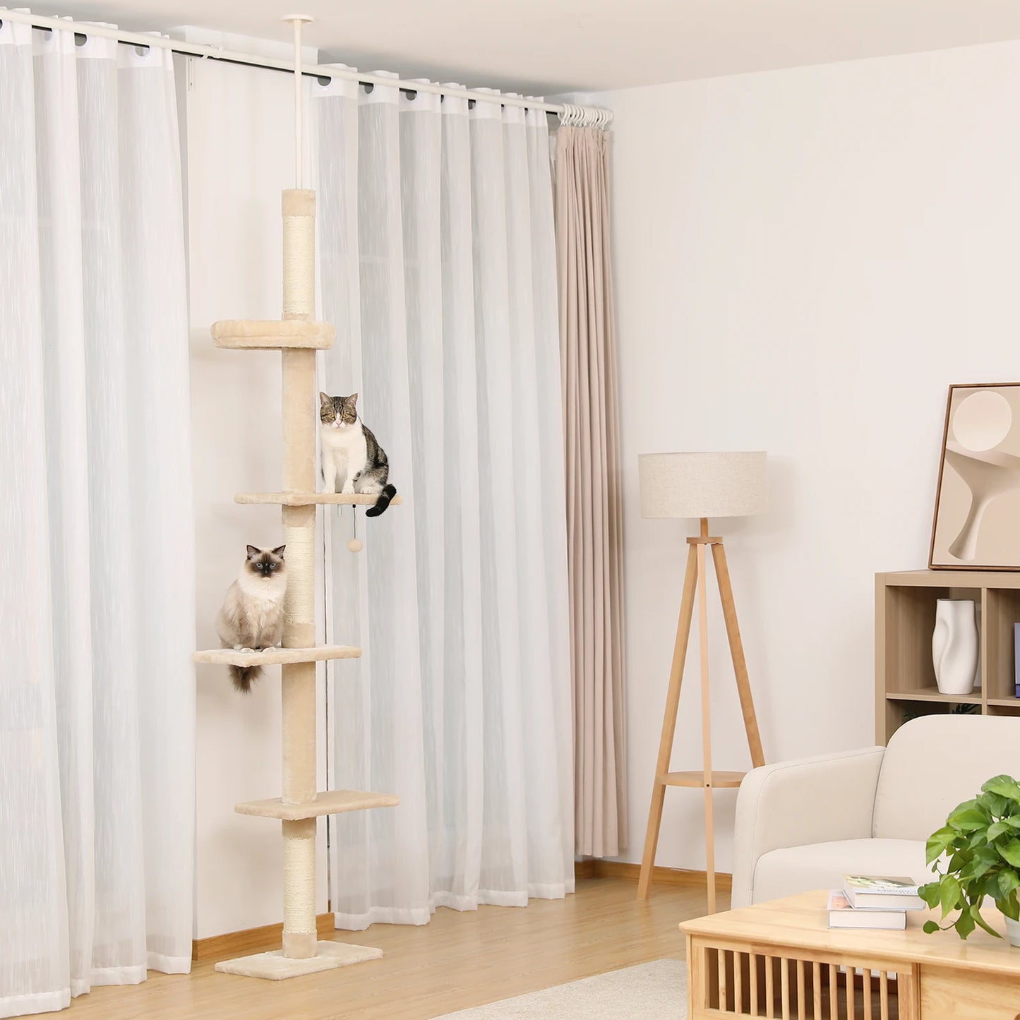 Adjustable Height Floor-to-Ceiling Vertical Cat Tree