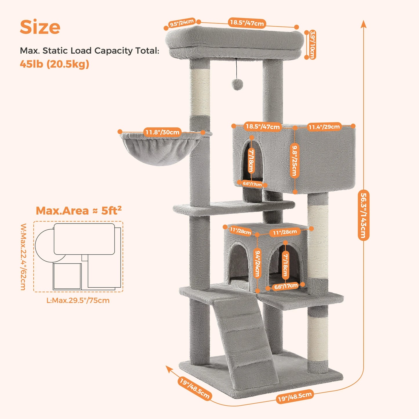 Multi-Level Cat Tree With Cozy Perches Stable Scratch Board