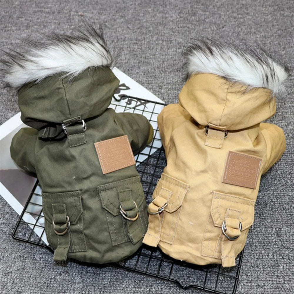 Winter Windproof Dog Jacket With Harness For Small Medium Large Dog