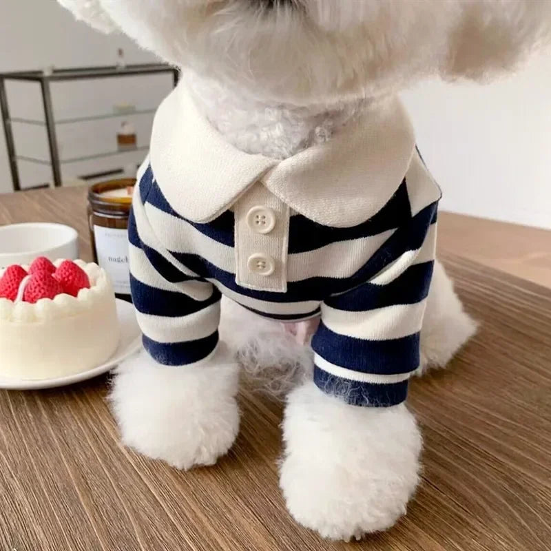 Striped Dog Soft Pullover T-Shirt for All Seasons