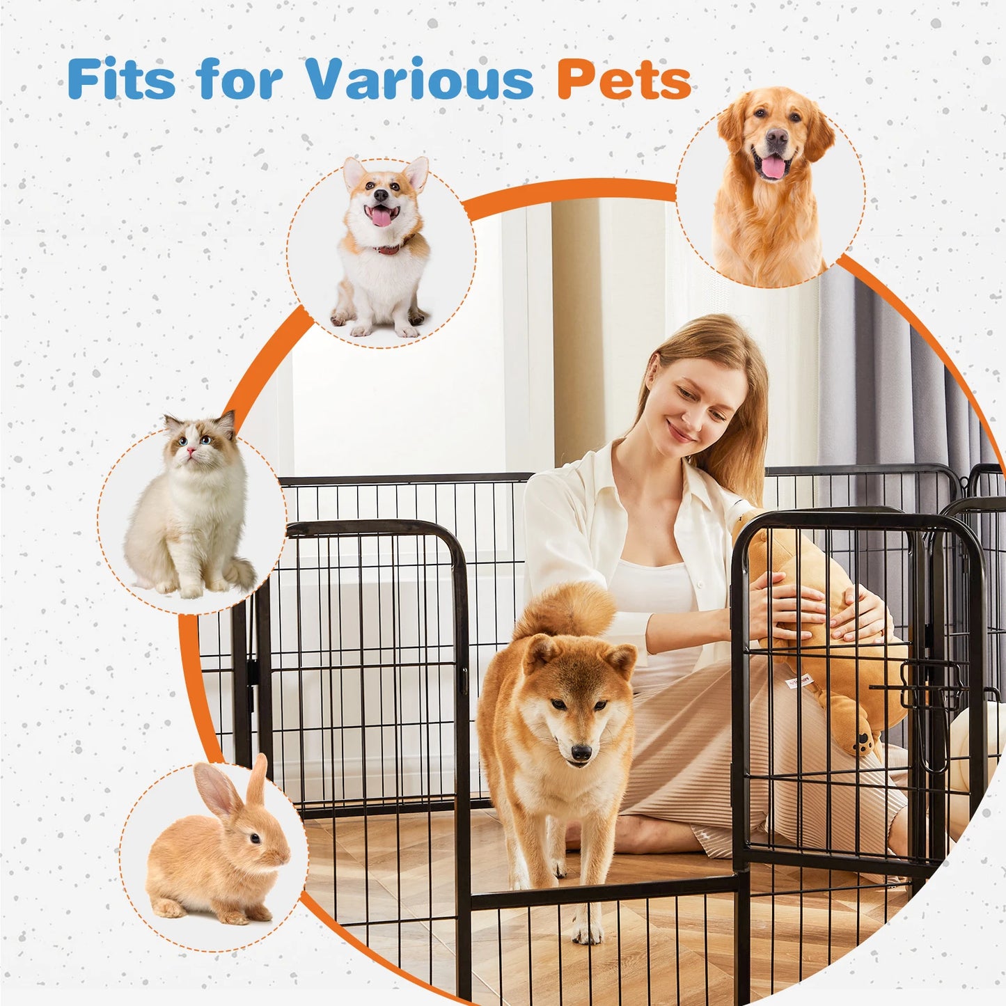8 Panel Heavy Duty Metal Dog Pen Indoors Outdoors Versatile