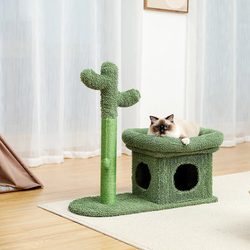 Cactus Cat Tree Toy with Ball & Scratching Post