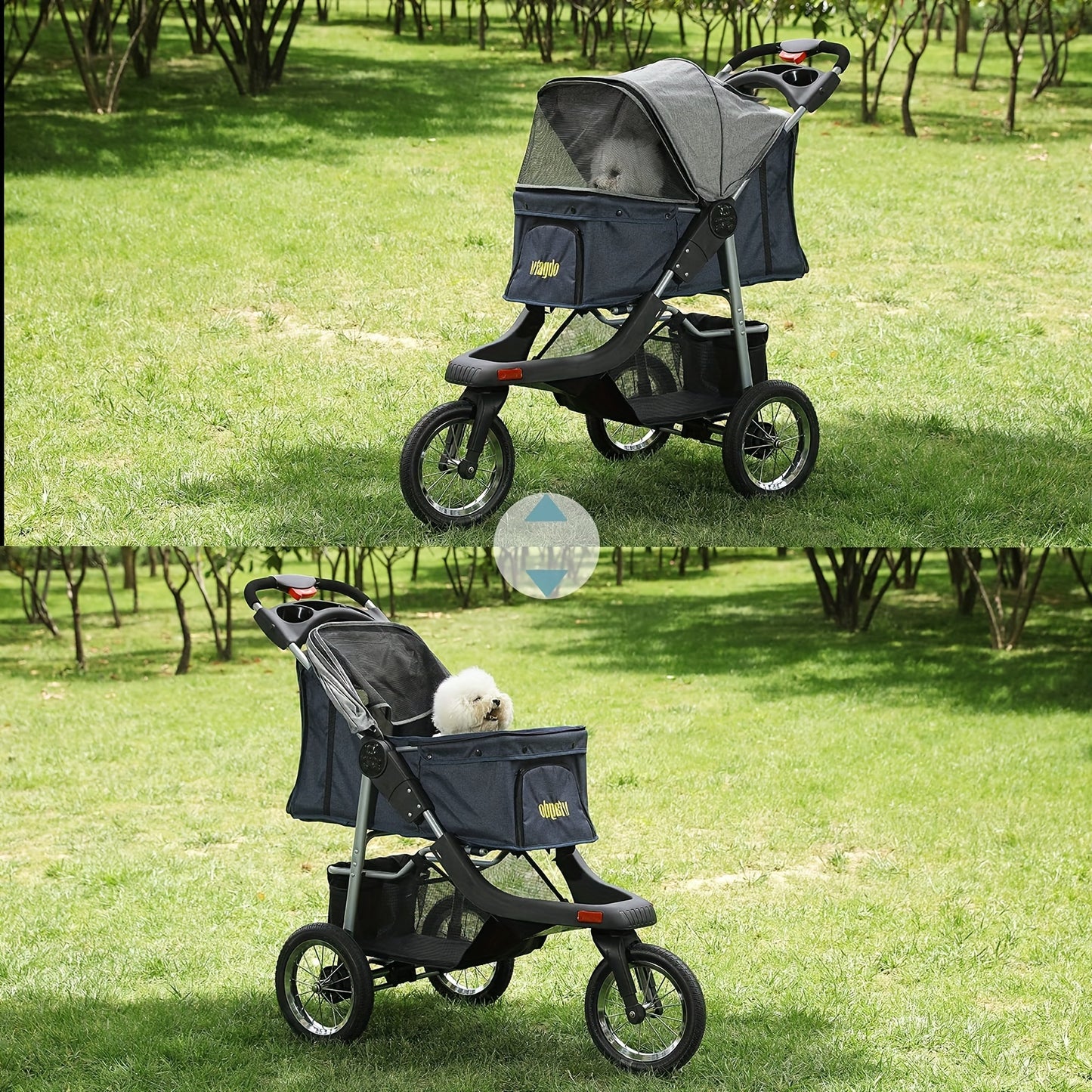 Heavy Duty Foldable 3-Wheel Dog or Cat Stroller Max. Load 55 LBS