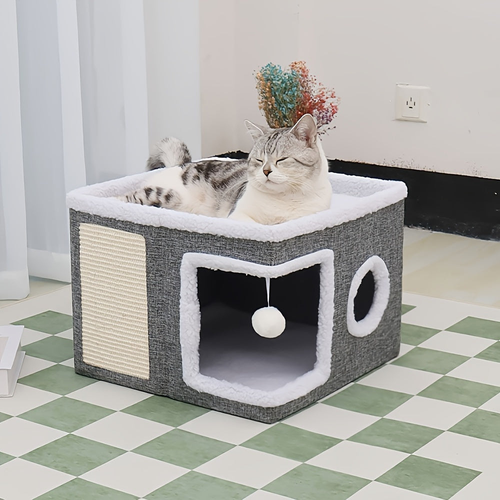 Luxurious Multi Tier Cat House With 2 Tier Bed Toy