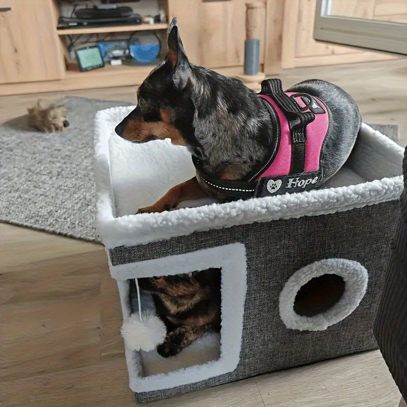 Luxurious Multi Tier Cat House With 2 Tier Bed Toy