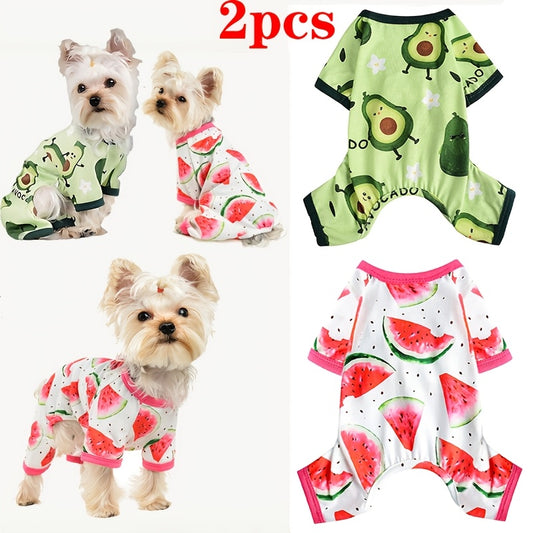 2pc Adorable Avocado & Watermelon Dog Pajamas