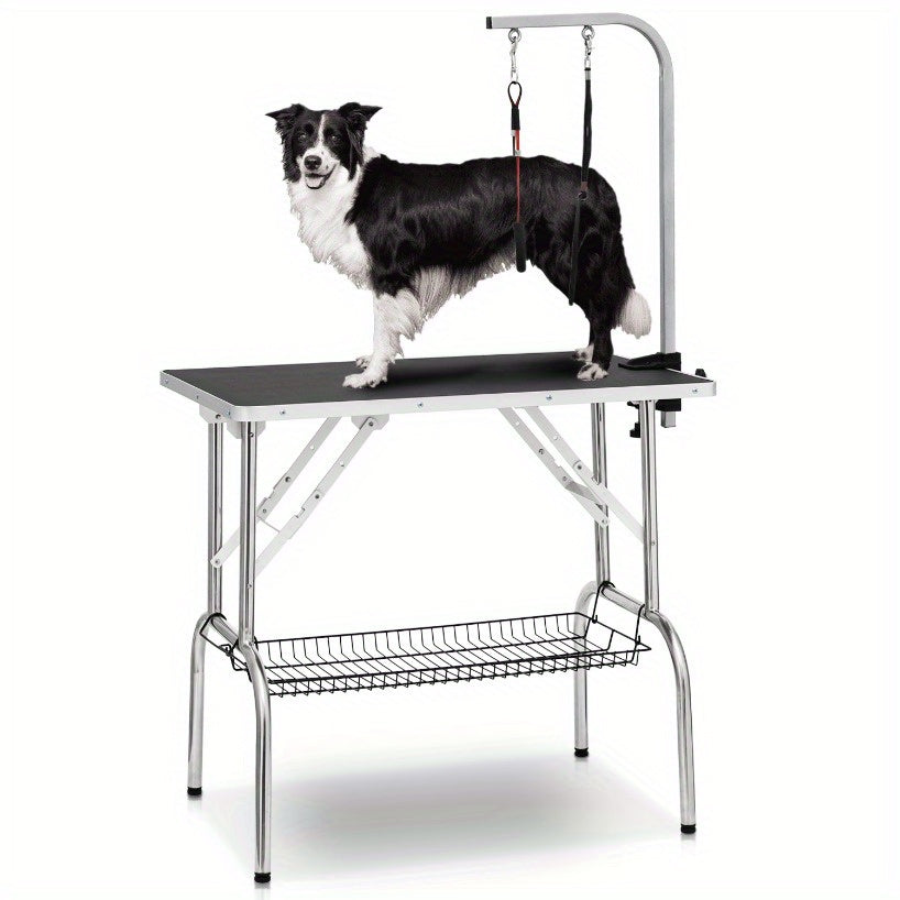 32 Inch Heavy-Duty Folding Dog Grooming Table With Arm