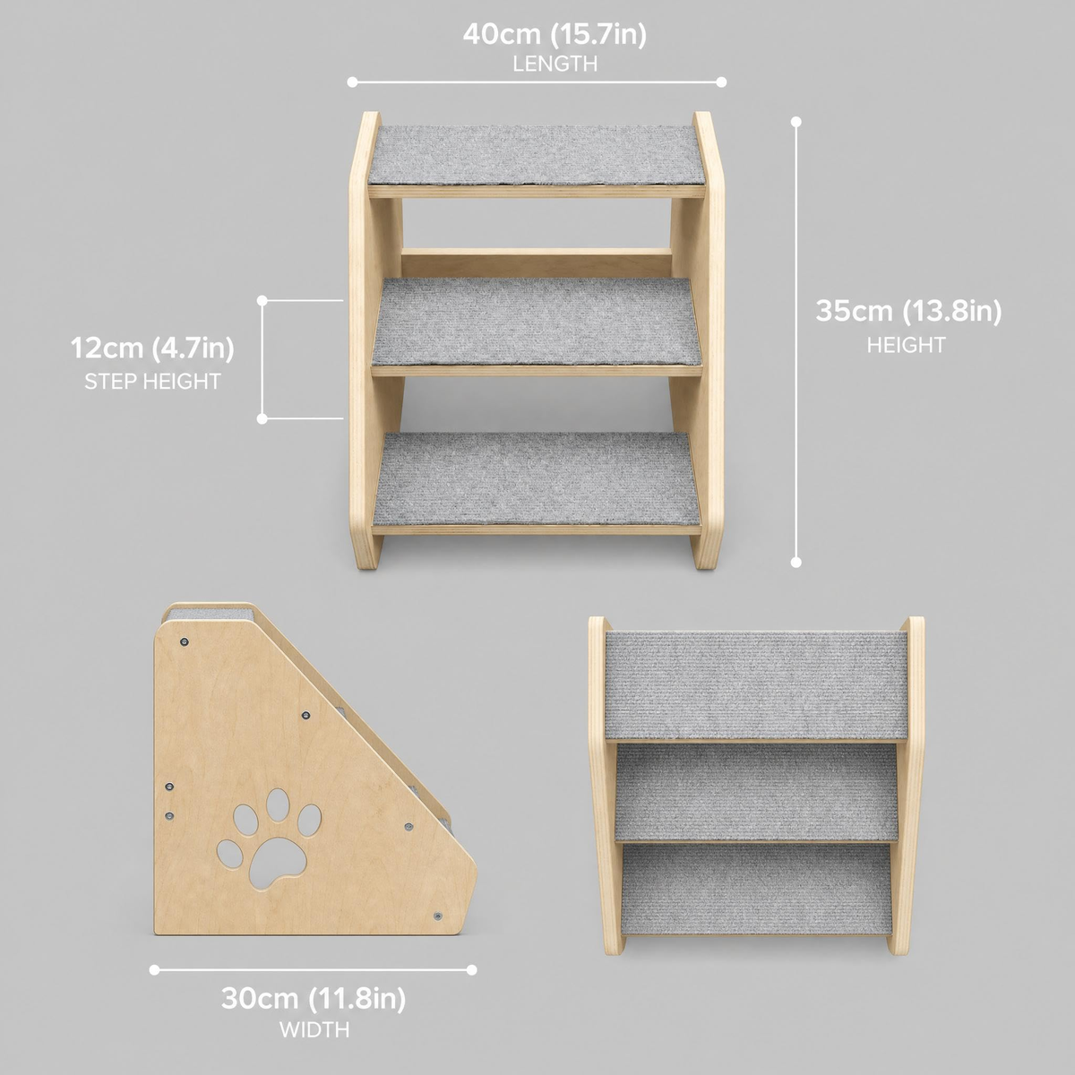 Wooden Pet Stairs for Dogs and Cats With Easy Access