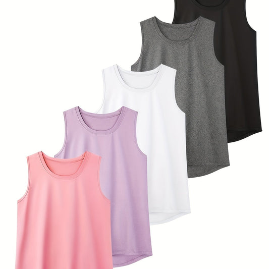 Women's 5pc Tank StyleTop - Quick-Dry, Machine Washable