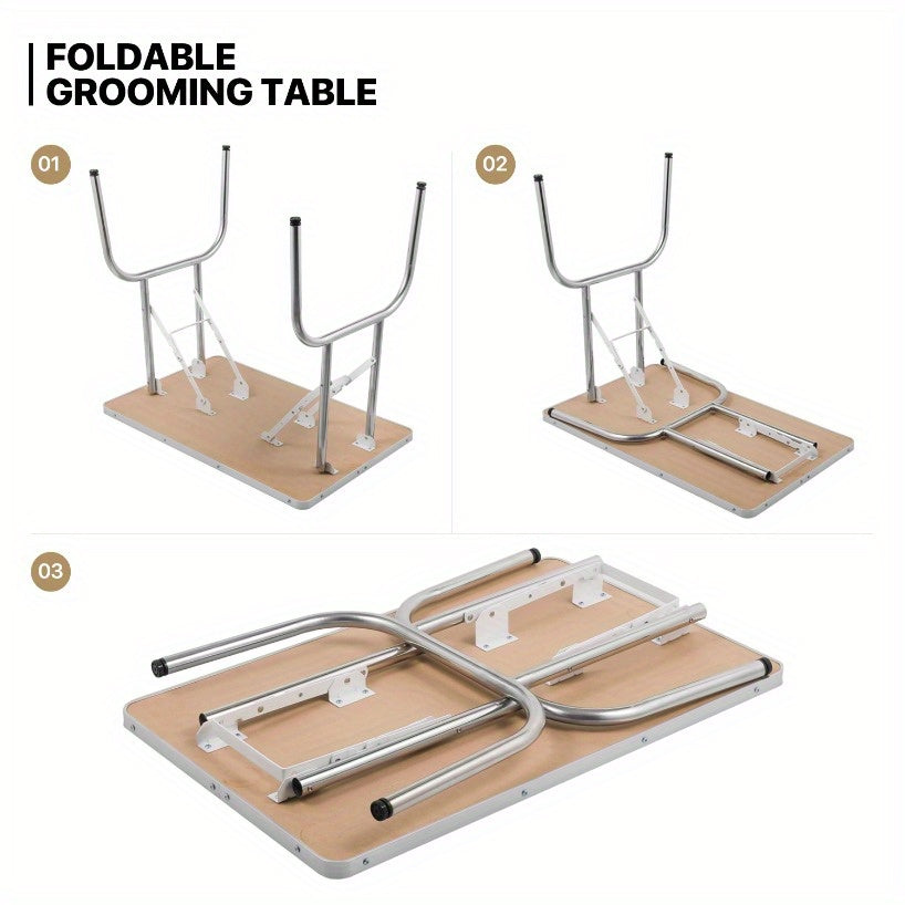 32 Inch Heavy-Duty Folding Dog Grooming Table With Arm