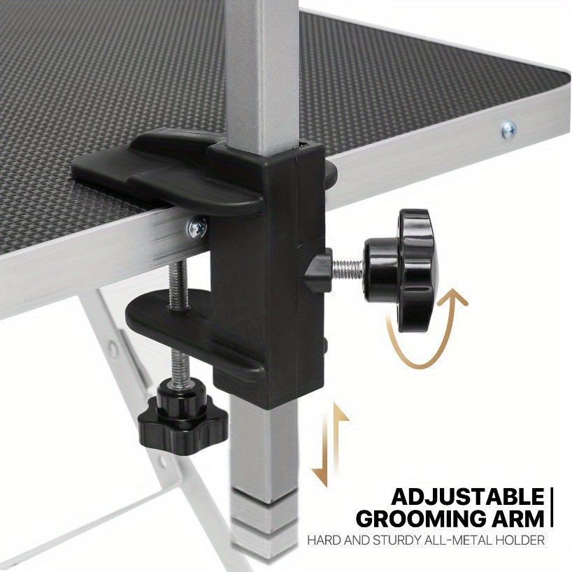 32 Inch Heavy-Duty Folding Dog Grooming Table With Arm
