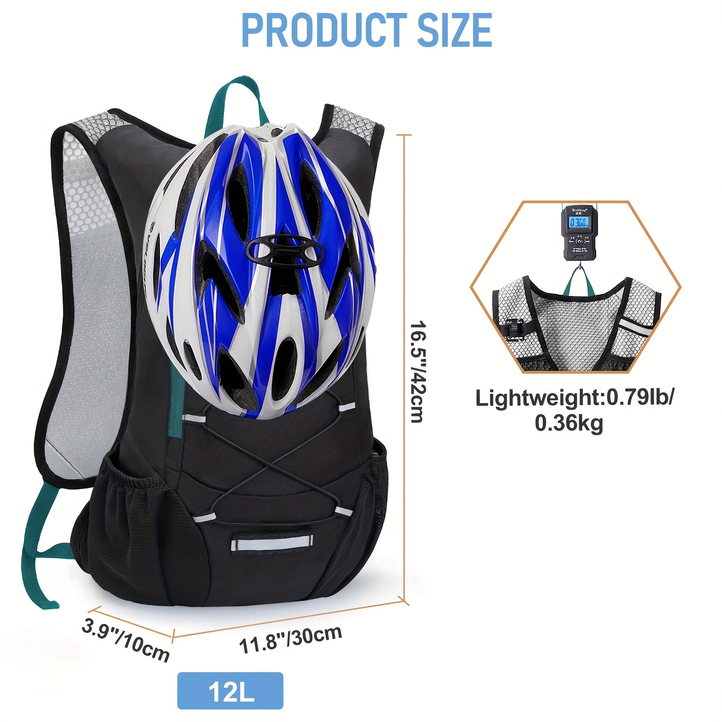 Lightweight Hydration Backpack With 2L Water Bladder