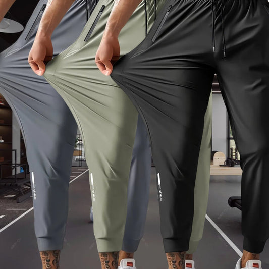 Men's Breathable Stretch Joggers With Zipper Pockets