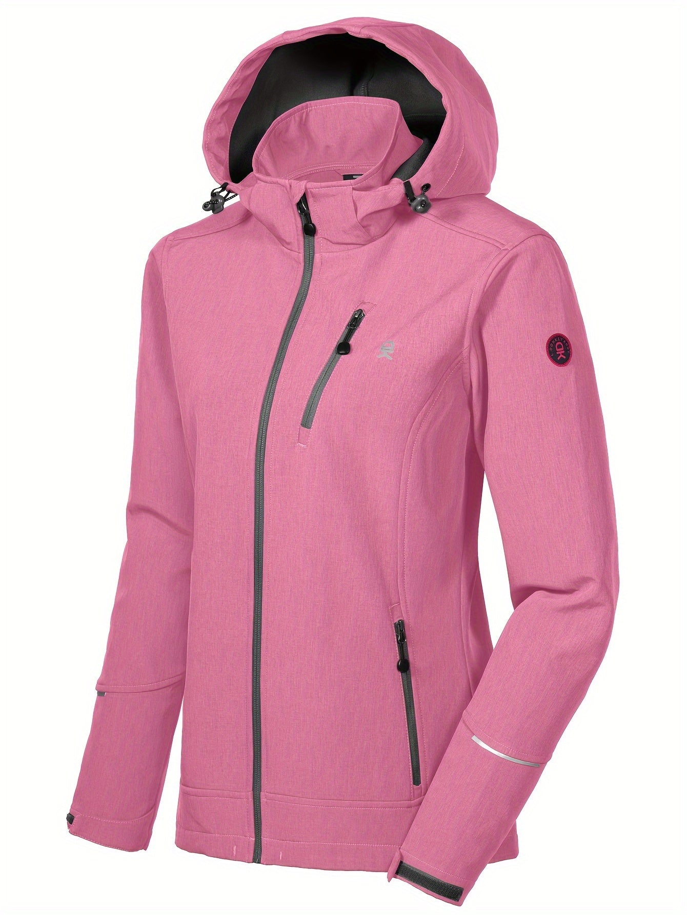 Women's Softshell Ski Jacket With Removable Hood Water Repellent