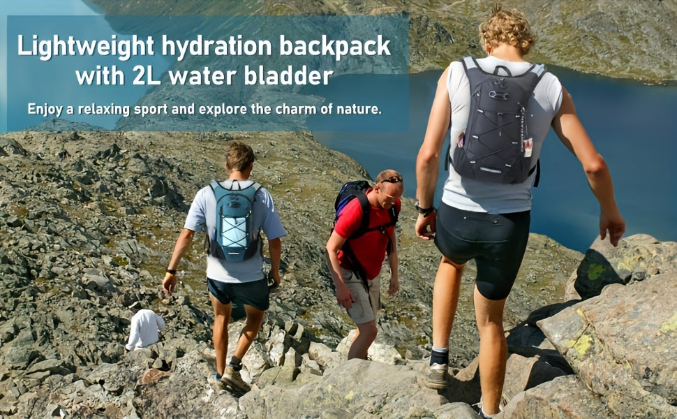 Lightweight Hydration Backpack With 2L Water Bladder
