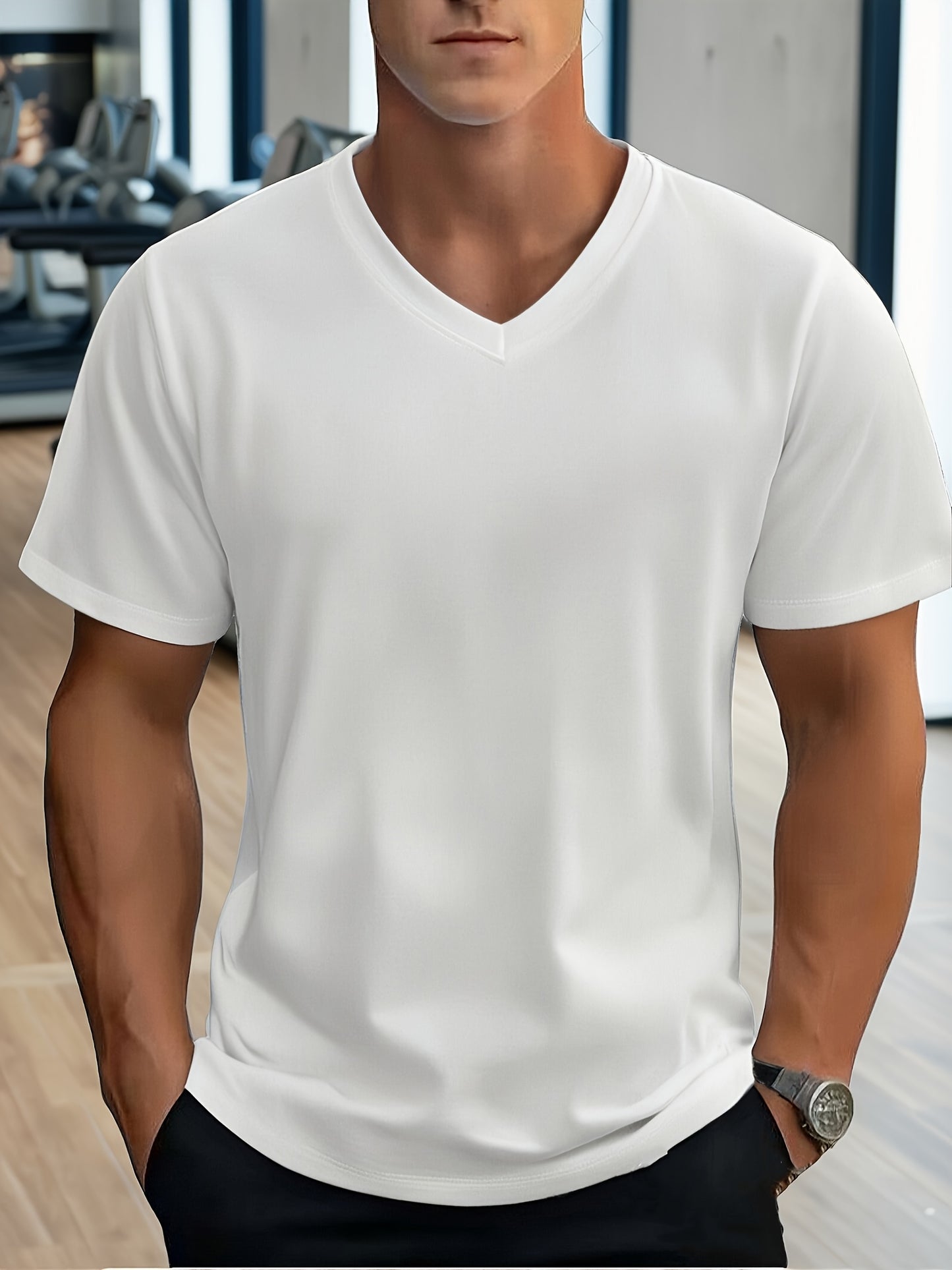 3pcs Men's Casual Sports V-neck T-shirt