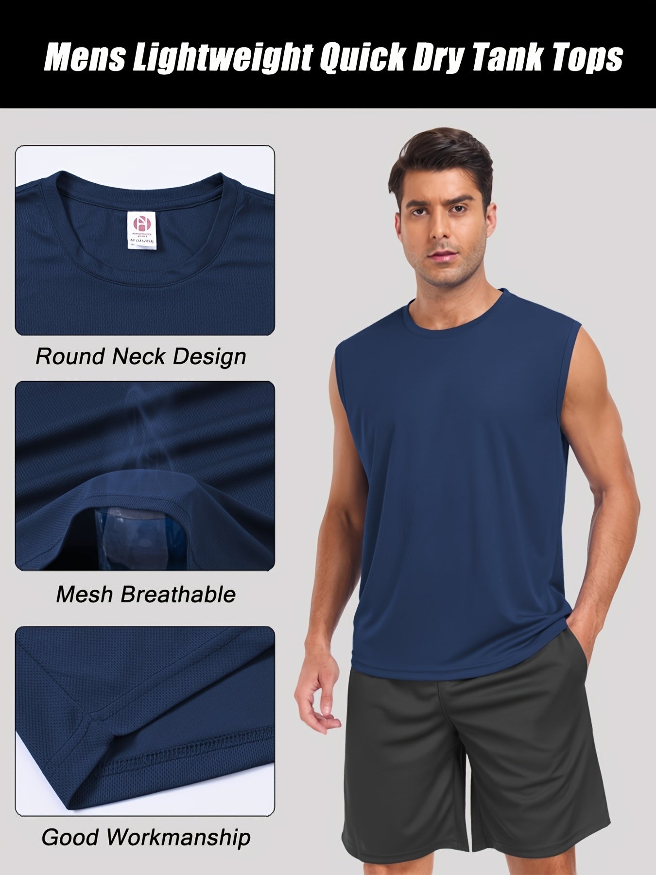 Men's Quick Dry Tech Performance Sleeveless Tank Tops
