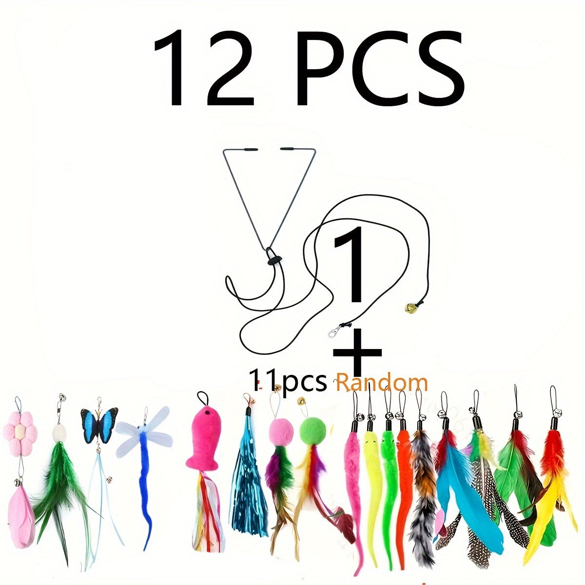 Premium Plush Cat Toys Set With Feather Wands For Cats