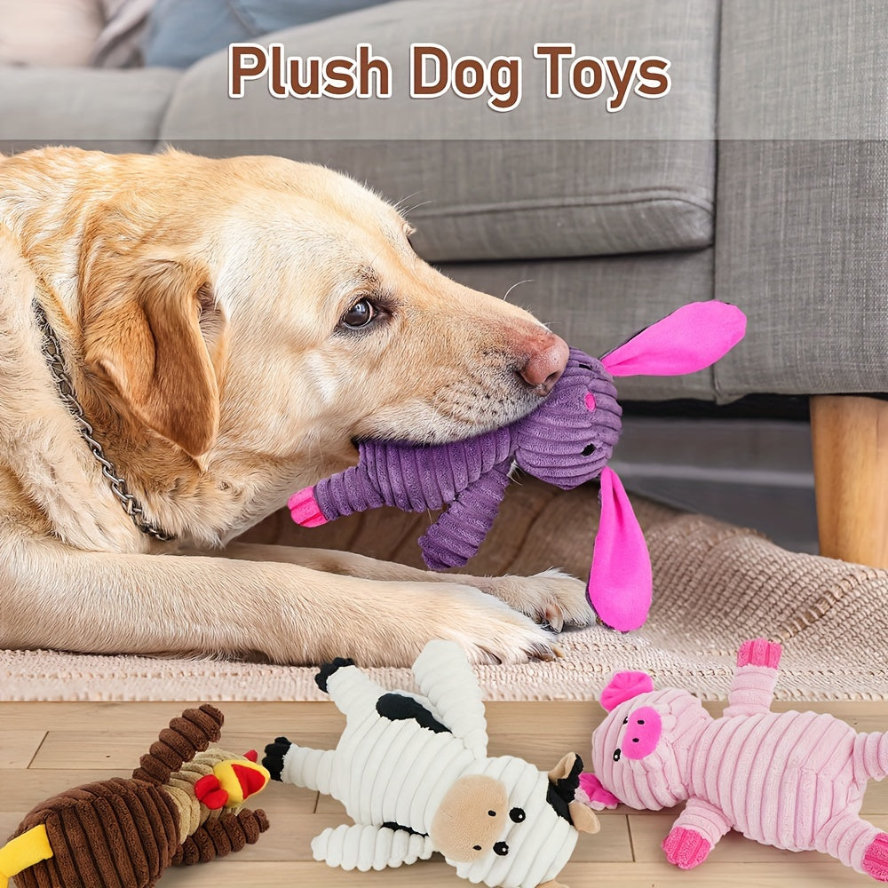 Plush Dog Squeaky Toys; Pack Of 5