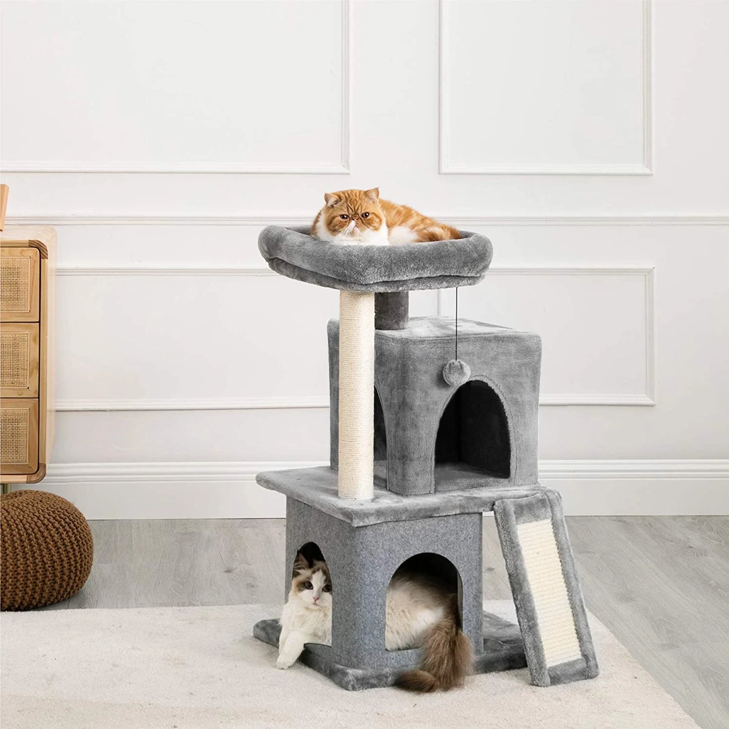 Small Cat House with Cat Scratcher Toys and Climbing Frame