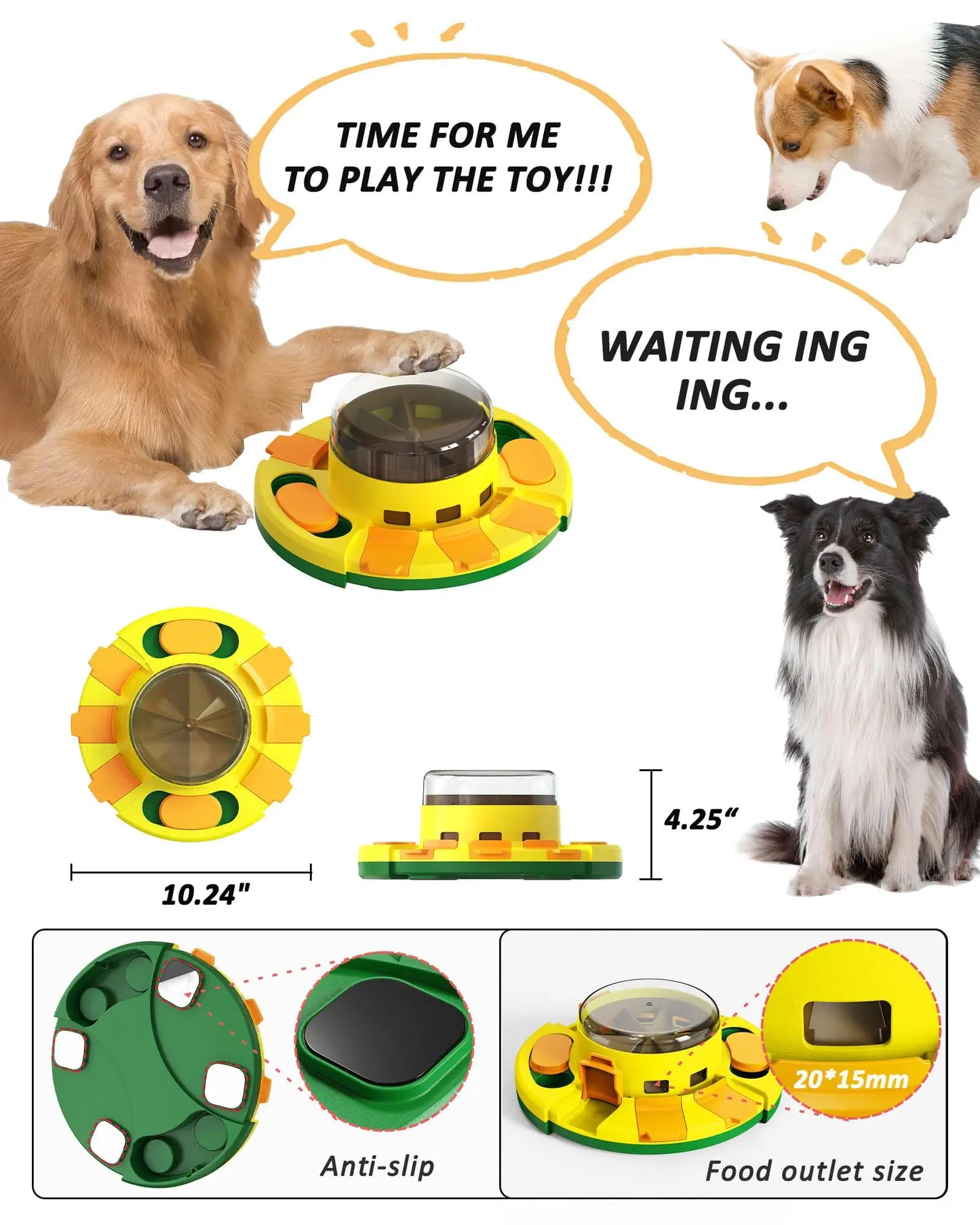 Interactive Puzzle Toy for Dogs, Dry Food & Treat Dispenser