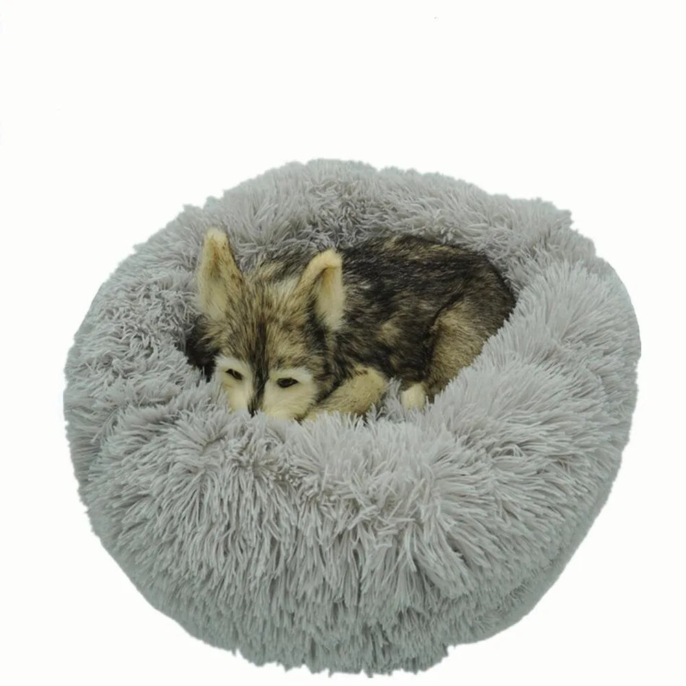 Calming Plush Round Dog Bed