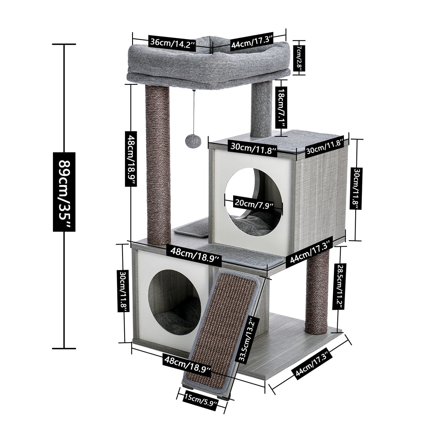 Small Cat House with Cat Scratcher Toys and Climbing Frame