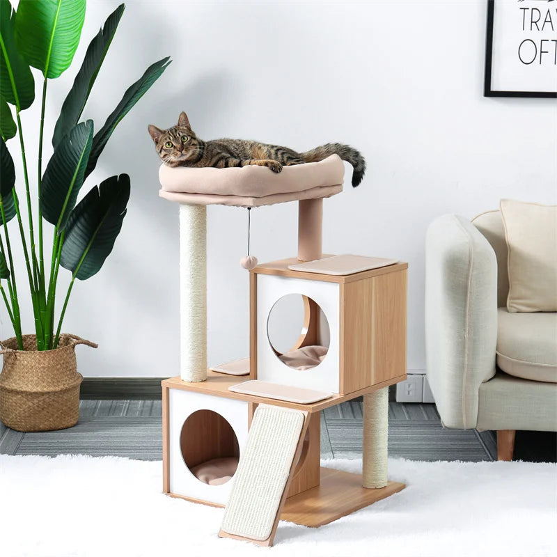 Small Cat House with Cat Scratcher Toys and Climbing Frame