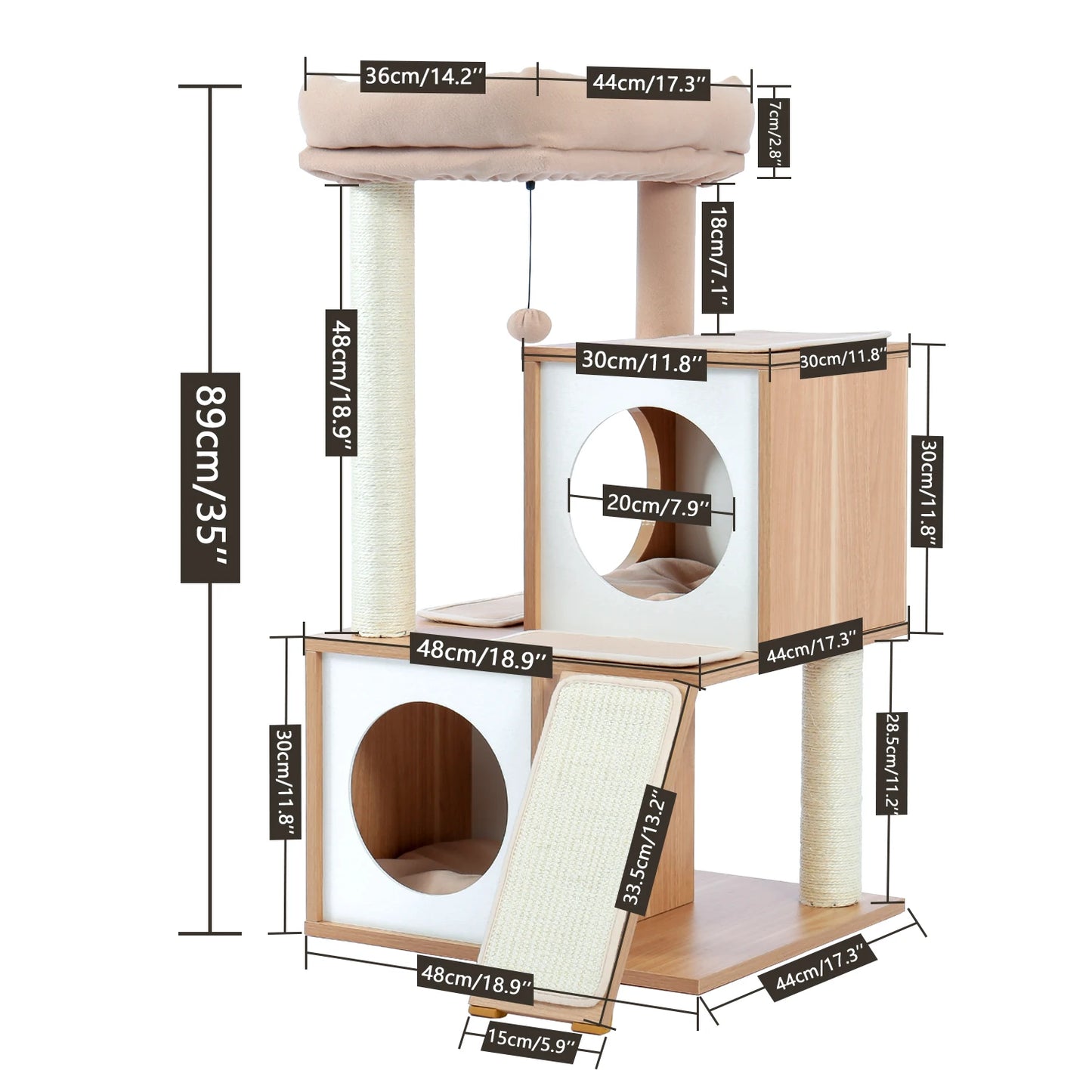 Small Cat House with Cat Scratcher Toys and Climbing Frame