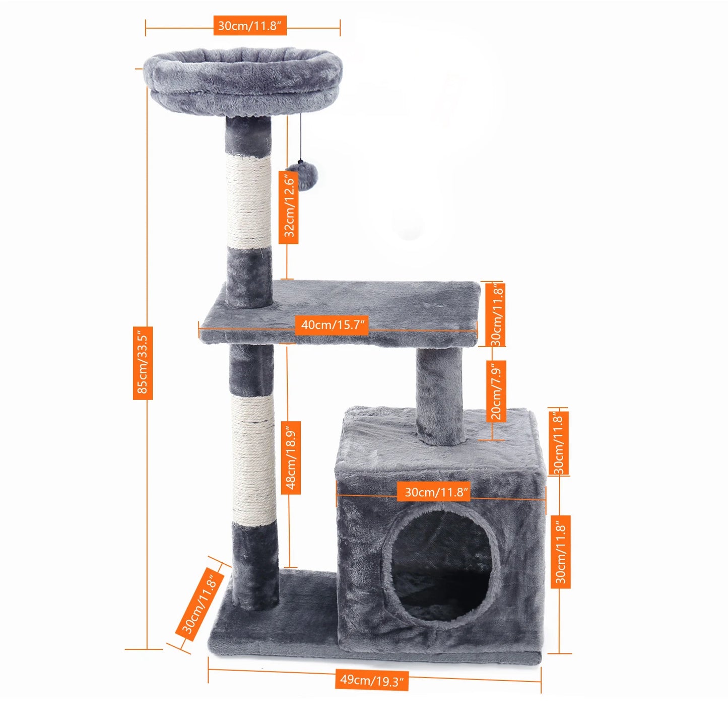 Small Cat House with Cat Scratcher Toys and Climbing Frame