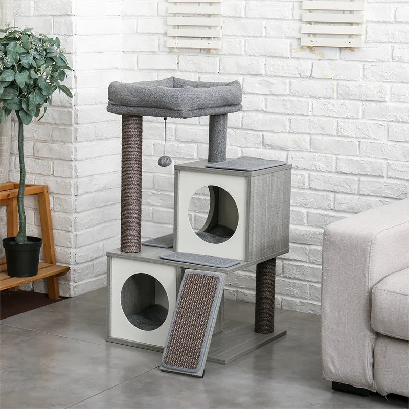 Small Cat House with Cat Scratcher Toys and Climbing Frame