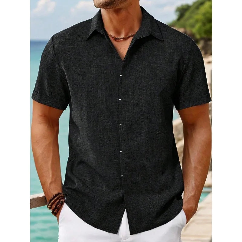 Men's Linen Short Sleeve Shirt For Breathable Everyday Comfort