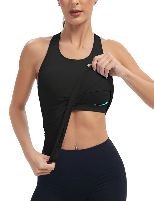 Seamless Women's Workout Tank Top With Built-In Bra