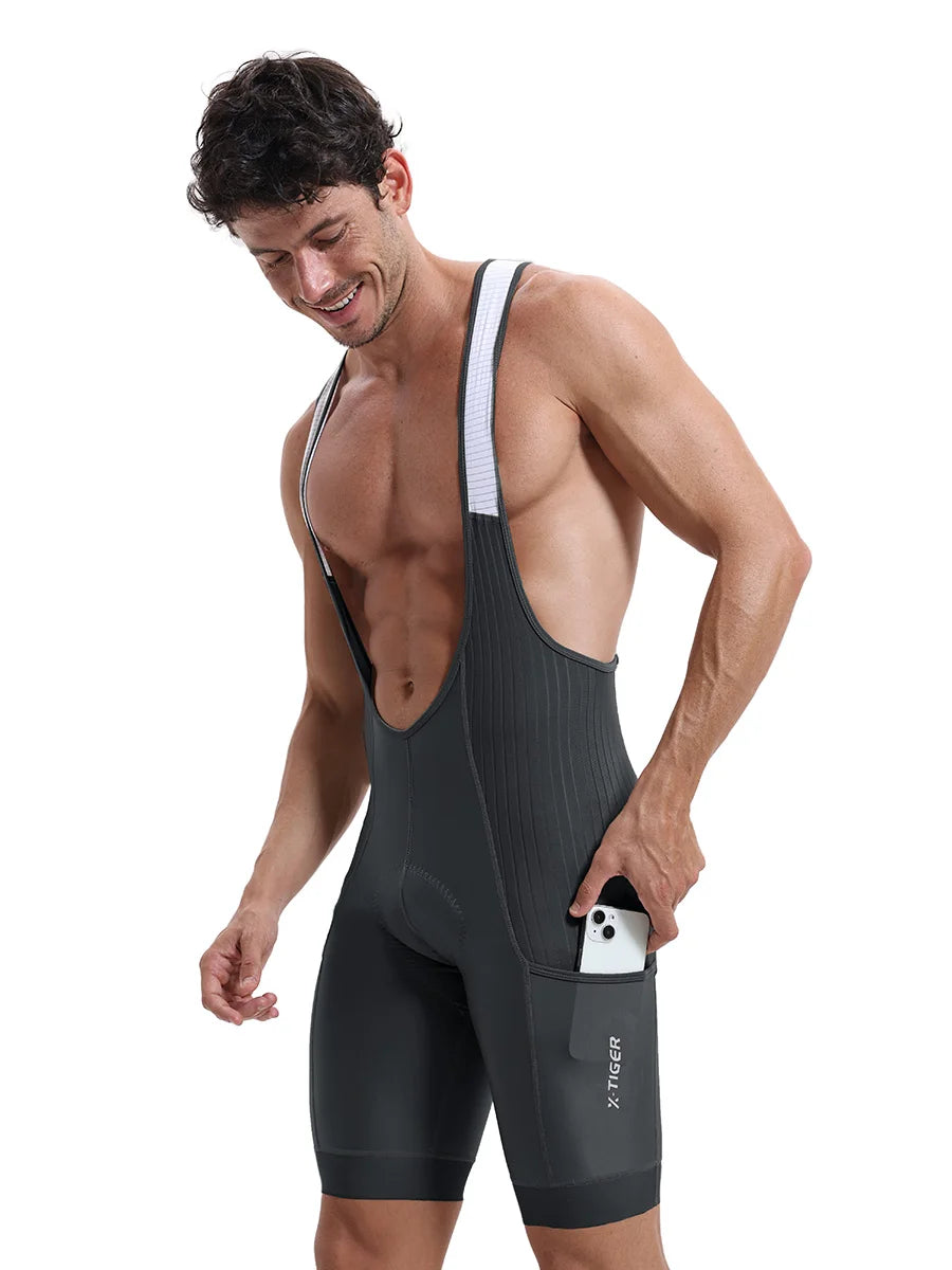 Men's Cycling Bib Pants Anti Slip Leg Grips Padded