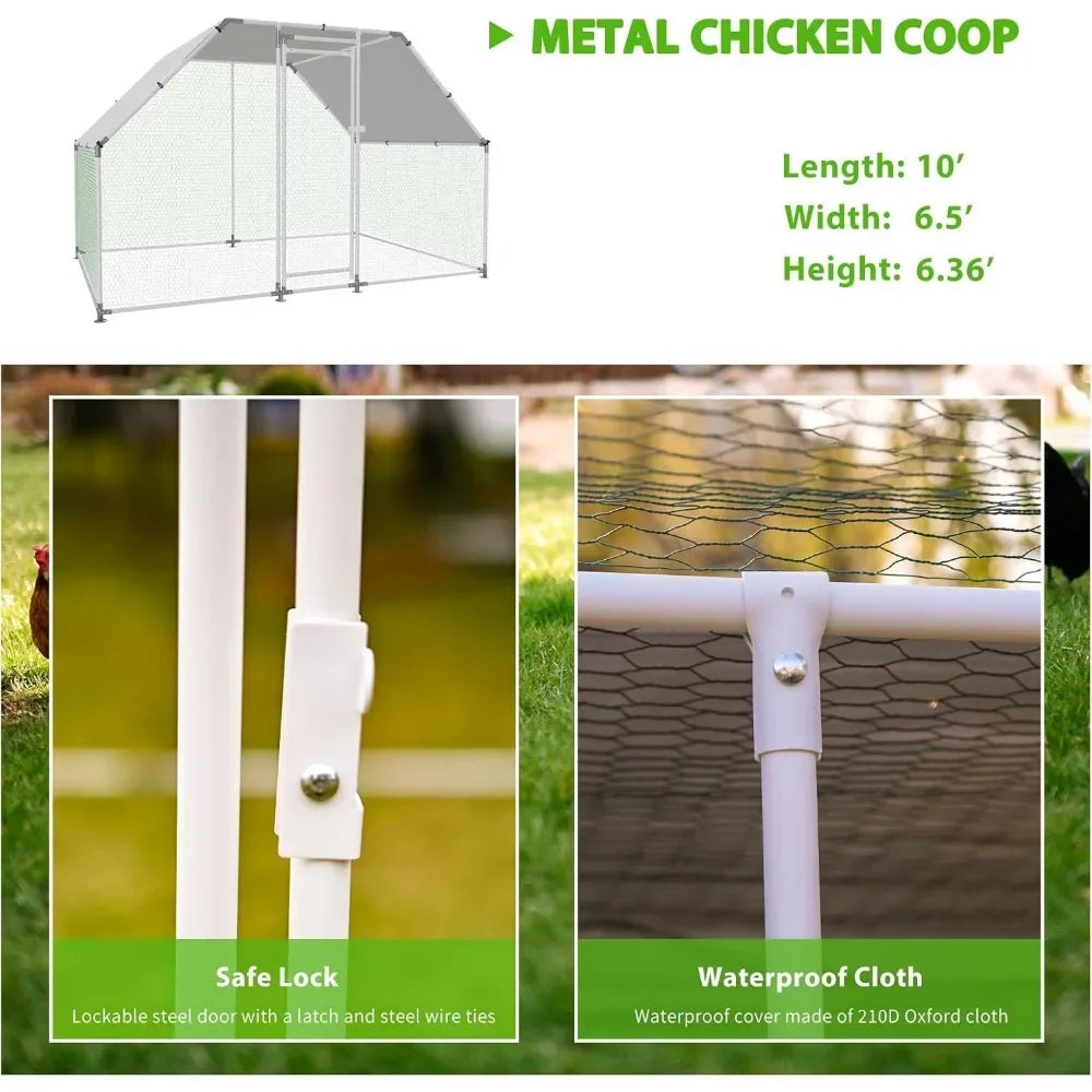 Large Metal Chicken Coop with Water-Resident and Anti-UV Cover