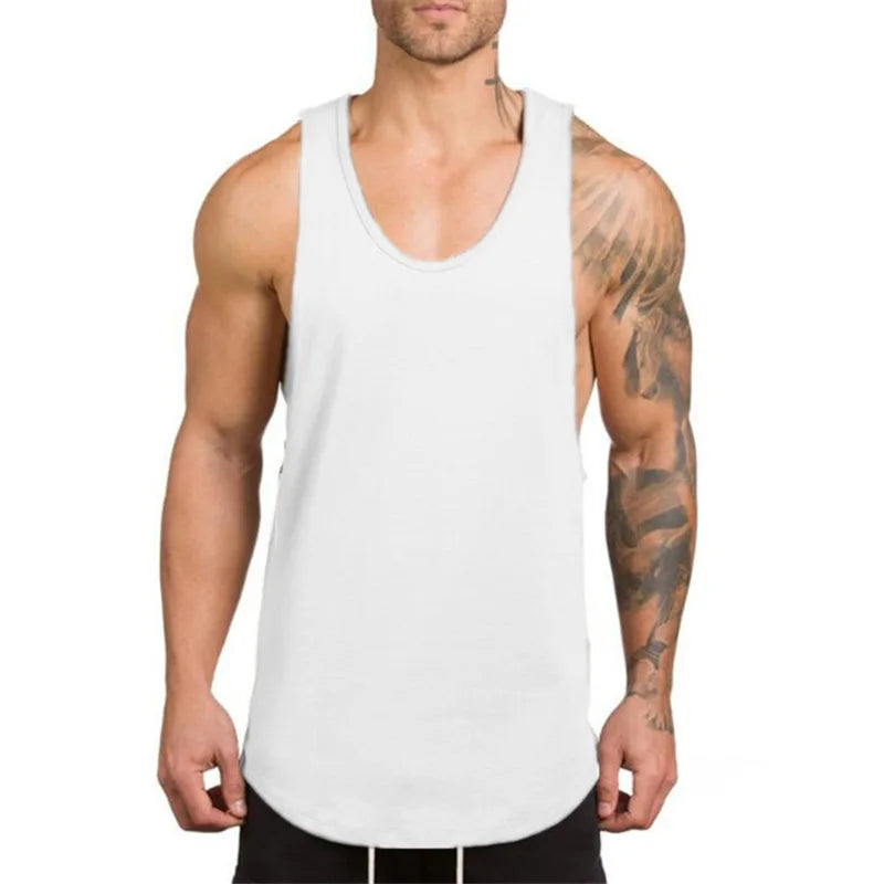 Cotton Breathable Sleeveless Muscle Tank Tops For Men