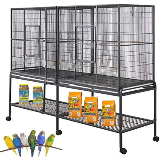 Large Double Bird Cage with Removable Rolling Stand