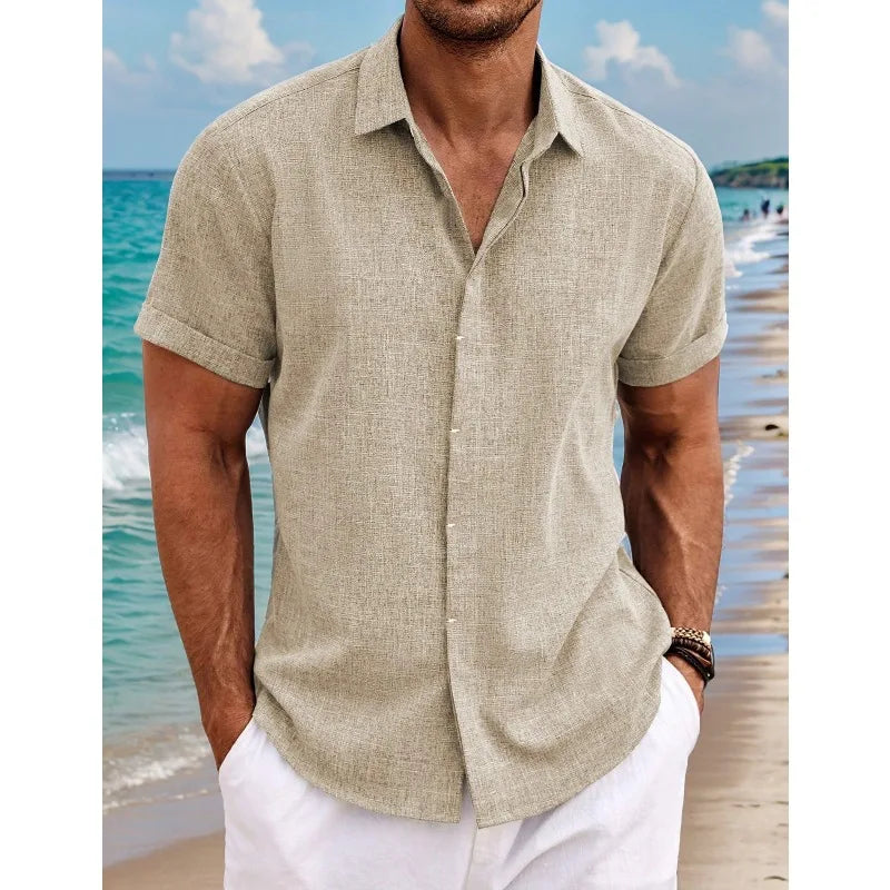 Men's Linen Short Sleeve Shirt For Breathable Everyday Comfort
