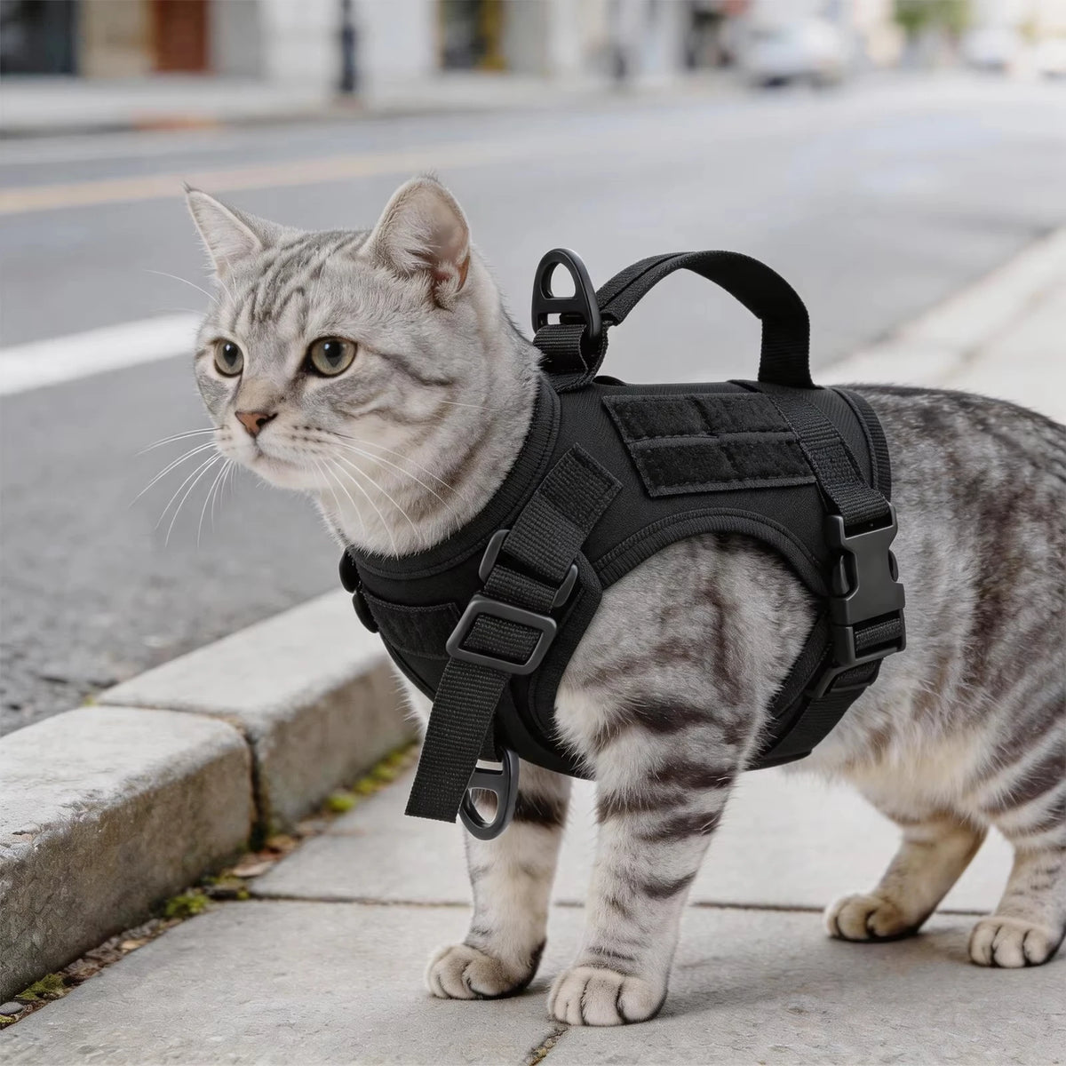 Tactical Cat Harness Vest And Leash Set Adjustable Escape Proof