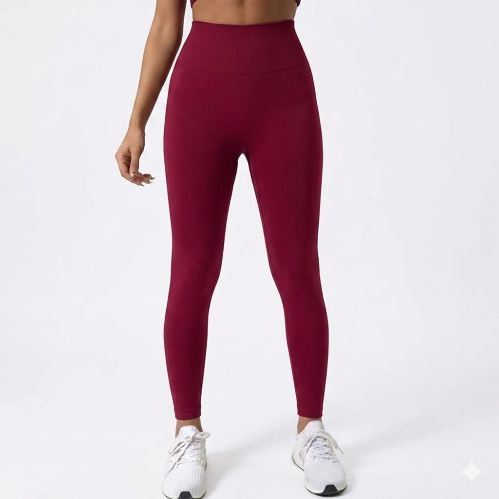 Seamless Mid Waist Yoga Pants For Running And Gym Training
