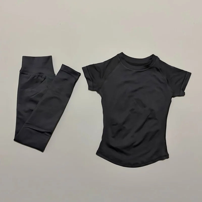 Women Seamless Athletic Workout Set With Butt Lifting Top