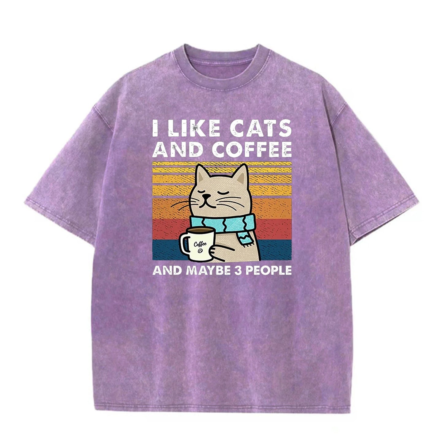 Unisex I Love Cats And Coffee Graphic Print Cotton T Shirt
