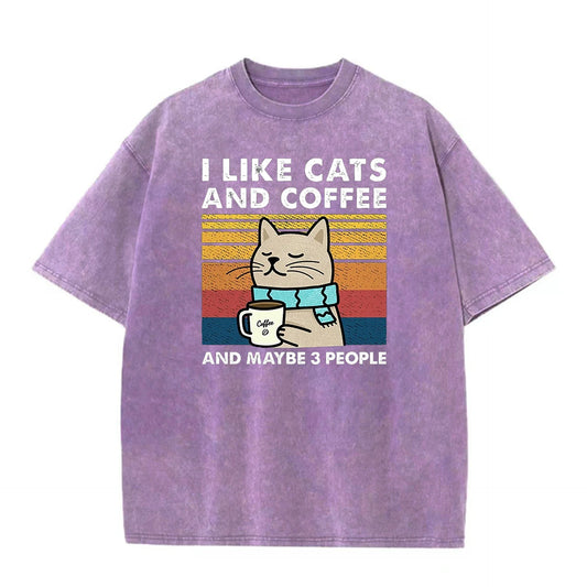 Unisex I Love Cats And Coffee Graphic Print Cotton T Shirt