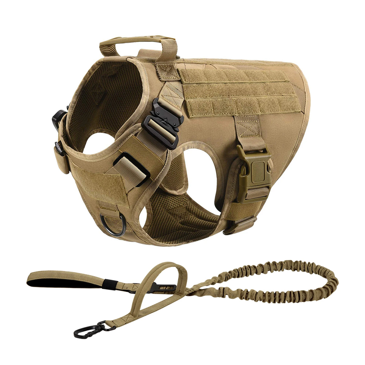 Tactical Dog Harness Collar Leash with Pouches For Medium & Large Dogs