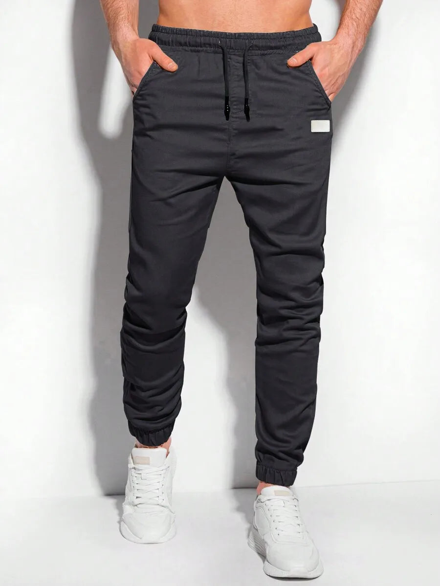 Men's Jogger Pants With Drawstring Waist And Ribbed Hem