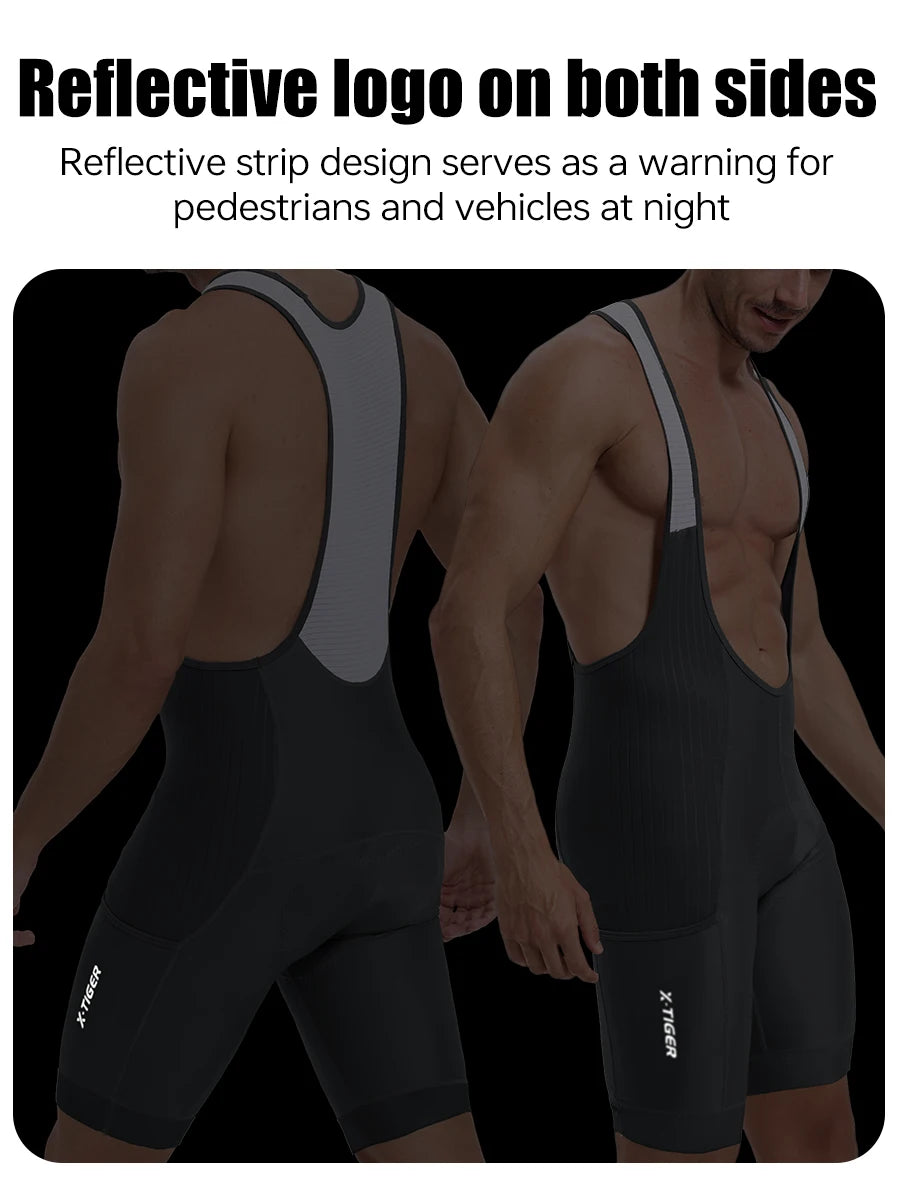 Men's Cycling Bib Pants Anti Slip Leg Grips Padded