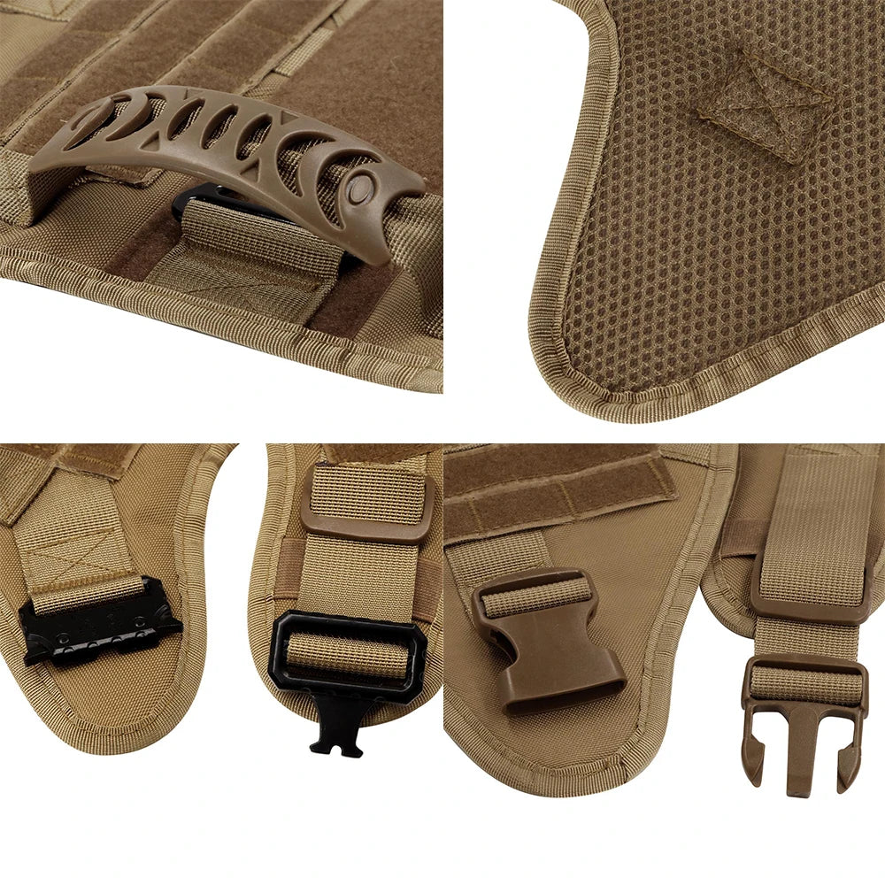 Tactical Dog Harness Collar Leash with Pouches For Medium & Large Dogs